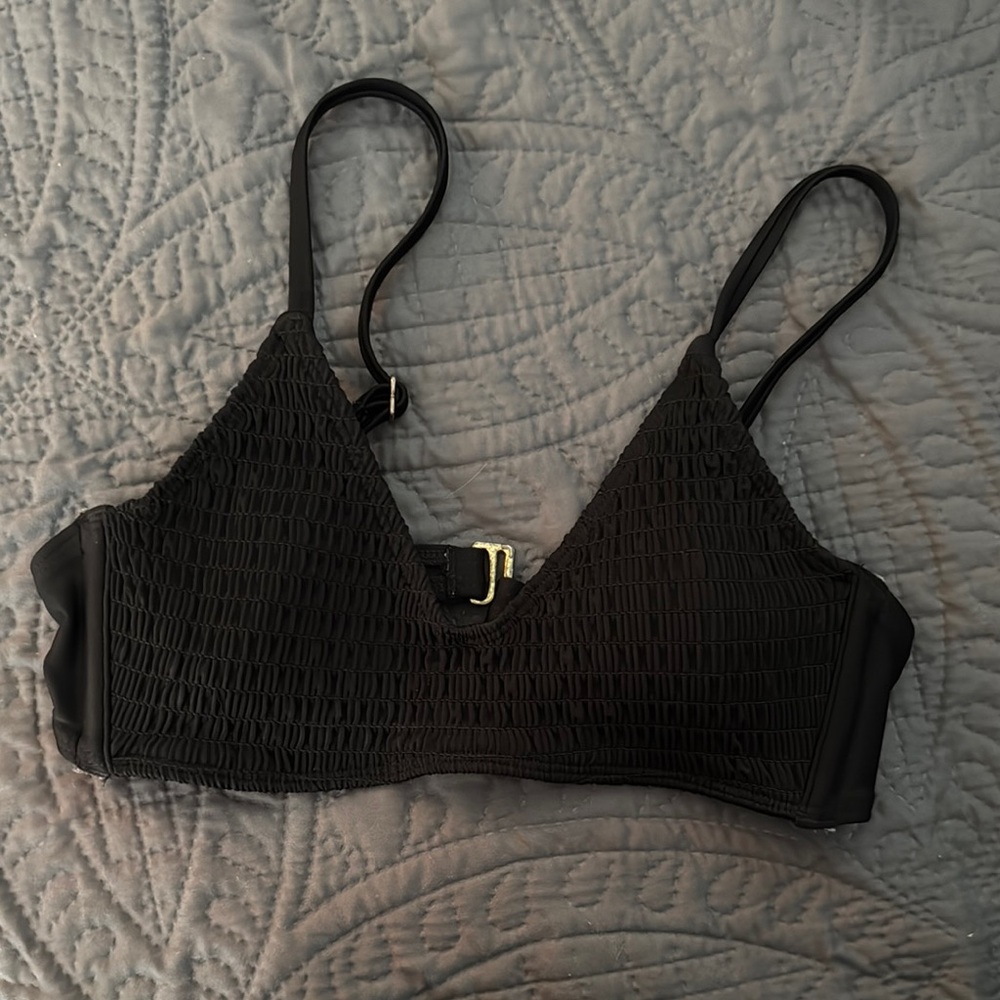 Black Textured Women's bikini top